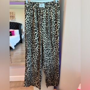 SHEIN Leopard Print Wide Leg Pants - Black & Tan